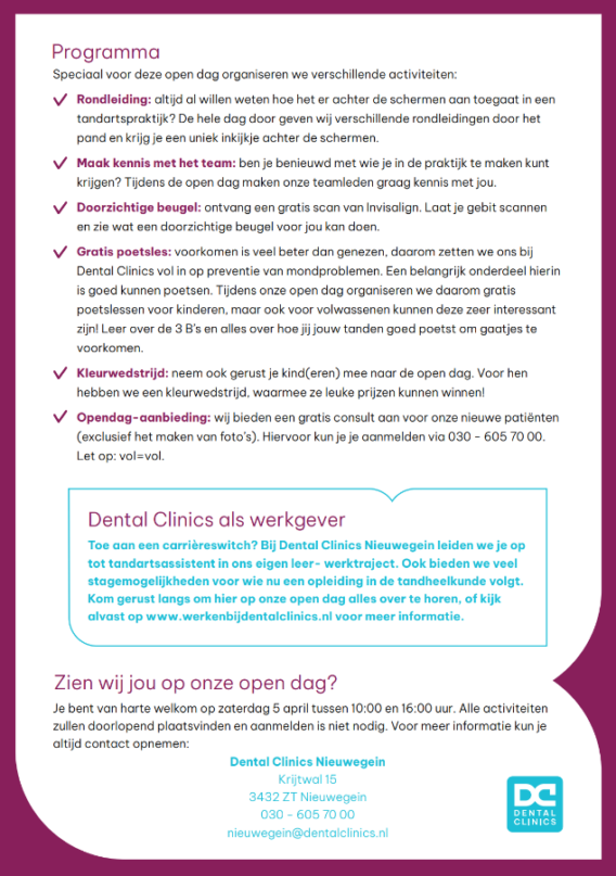 Dental Clinics - Programma Dental Clinics Nieuwegein